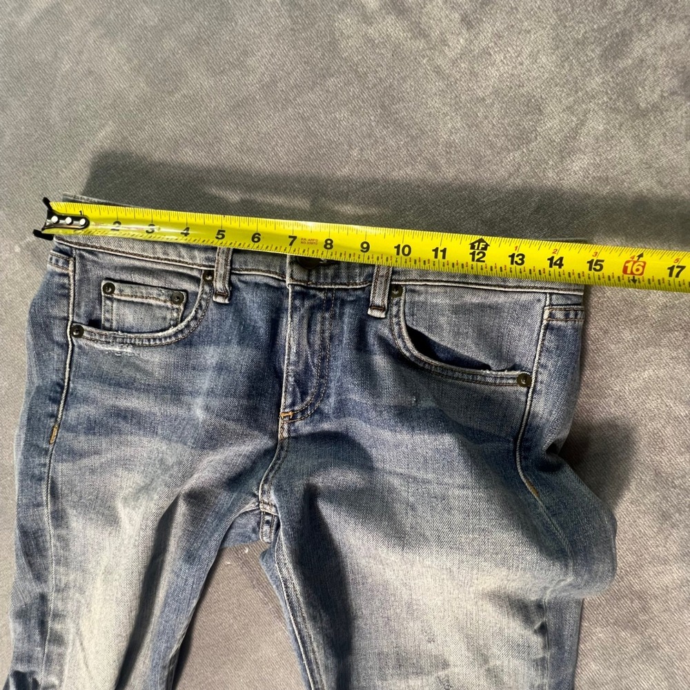 Rag & Bone June Dre Slim Boyfriend Jeans 26 Blue Distressed Raw Hem Denim - Picture 6 of 8